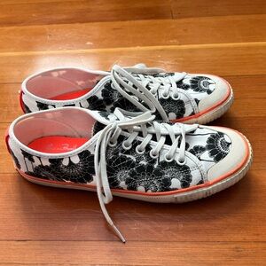 Kate Spade Florence Broadhurst Tretorn Sneakers in Black & White Floral, size 39